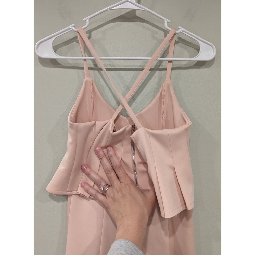 Lavish Alice Blush Ruffle Top Crossback Strap Dress Size 2 - Picture 4 of 8